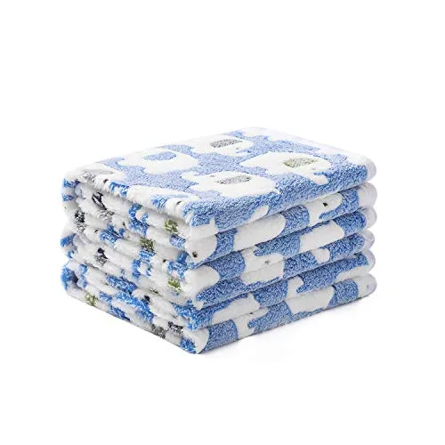 1 Pack 3 Blankets Super Soft Fluffy Premium Cute Elephant Pattern Pet Blanket Flannel Throw for Dog Puppy Cat Blue Small(23x16 inch)