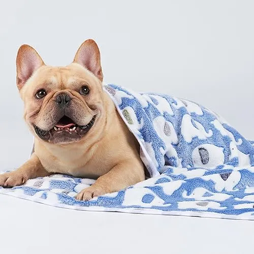 1 Pack 3 Blankets Super Soft Fluffy Premium Cute Elephant Pattern Pet Blanket Flannel Throw for Dog Puppy Cat Blue Small(23x16 inch)