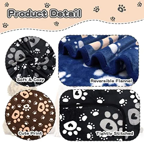 1 Pack 3 Dog Blankets for Medium Dogs, Soft Fleece Dog Blanket Fluffy Pet Blanket Warm Sleep Mat Cute Bone Print Puppy Cat Blanket, Flannel Throw for Washable Dog Bed, Blanket for Dogs, 41"X31"