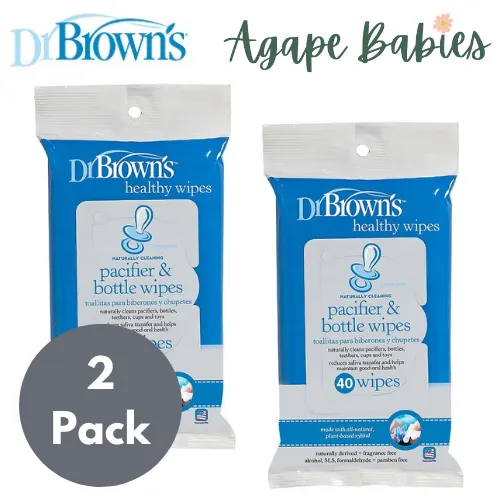 [2-Pack] Dr Brown's Pacifier & Bottle Wipes