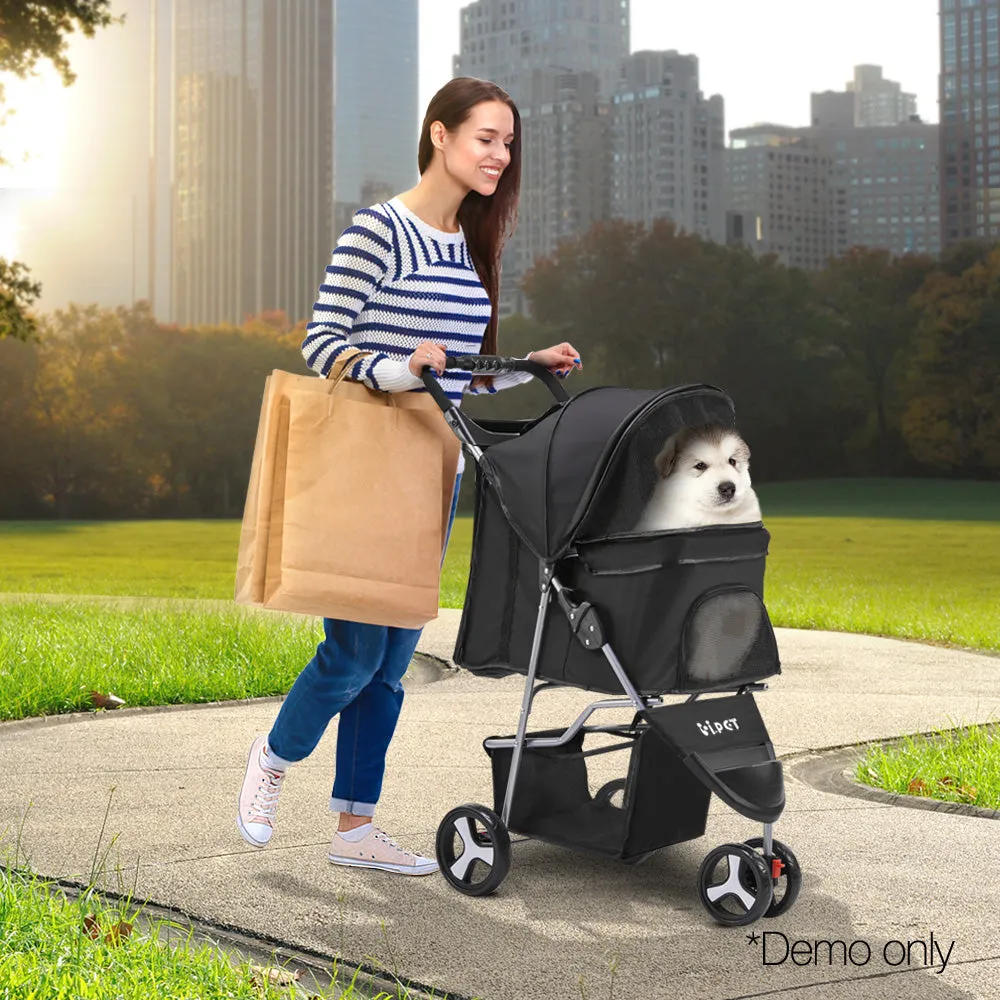 3 Wheel Pet Stroller - Black