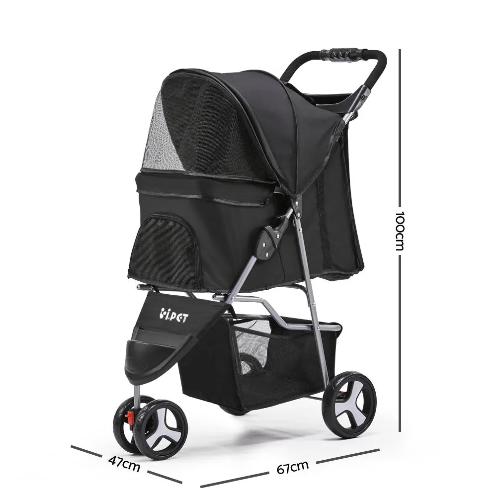 3 Wheel Pet Stroller - Black