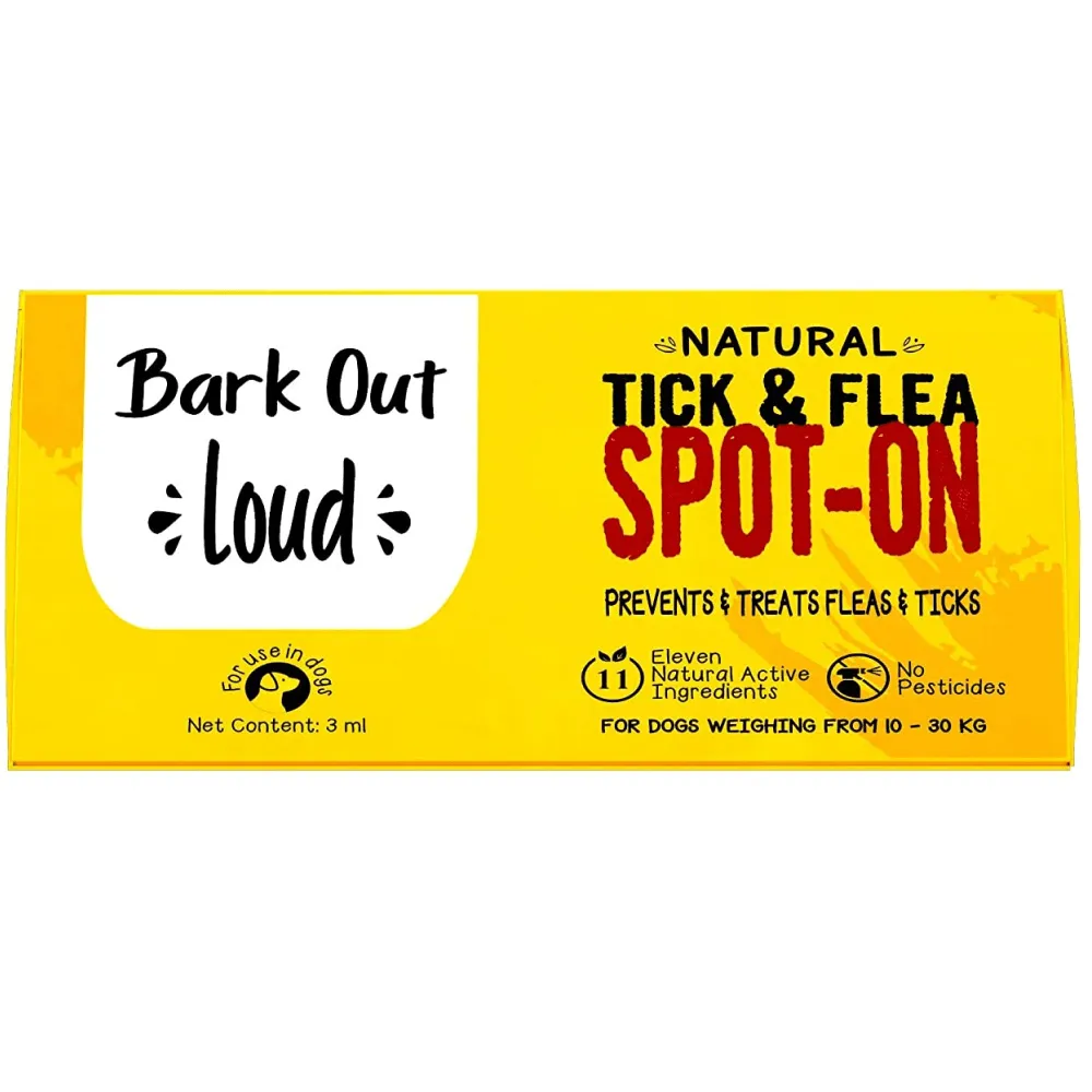 Bark Out Loud Natural Tick & Fleas Spot On Solution for Dogs and Cats (Limited Shelf Life) (Buy 1 Get 1)