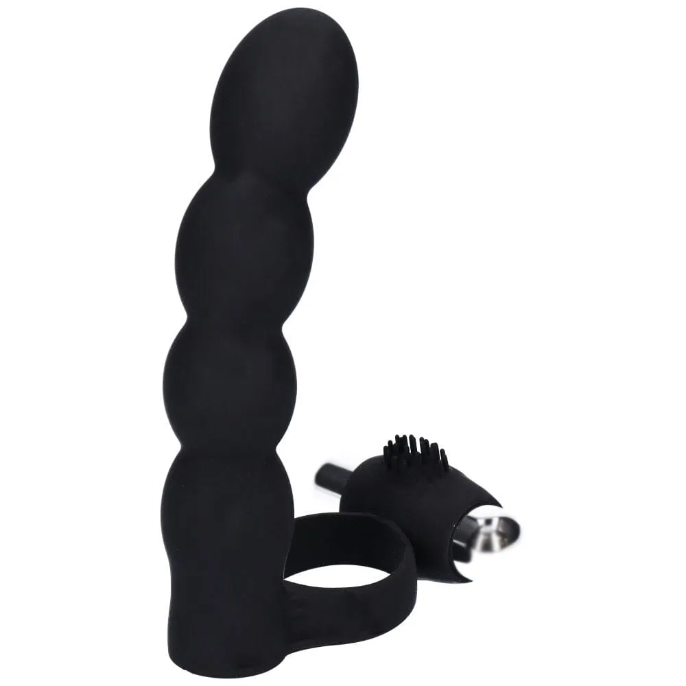 Beaded Double Penetration Clit Stimulating Vibrating Cock Ring