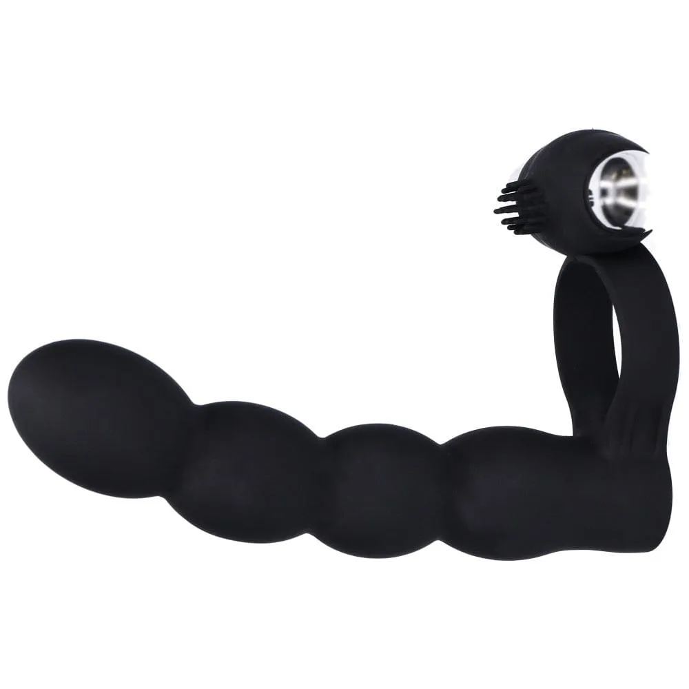 Beaded Double Penetration Clit Stimulating Vibrating Cock Ring