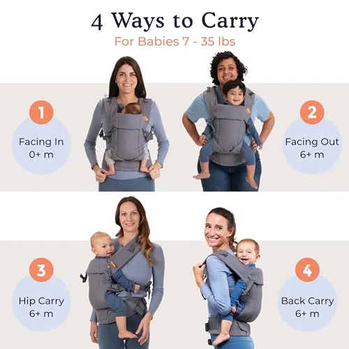 Beco Baby Carrier Gemini Newborn to Toddler-Front, Back and Hip Seat Carrier,Baby Carrier Backpack & Baby Front Carrier with Adjustable Seat,Ergonomic Baby Holder 7-35lbs (Organic Metro Black)