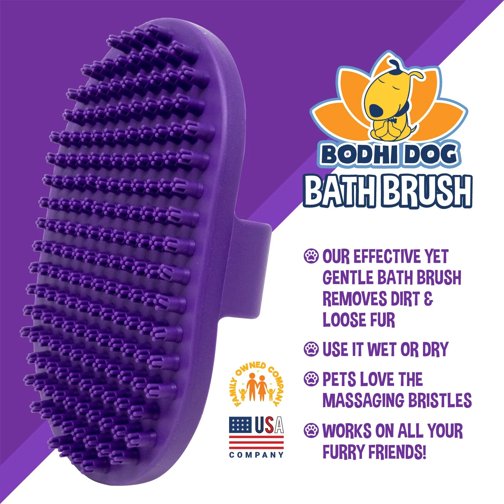 Bodhi Dog New Grooming Pet Shampoo Brush | Soothing Massage Rubber Bristles Curry Comb for Dogs & Cats Washing | Professional Quality Dog Wash Brush | Various Colors