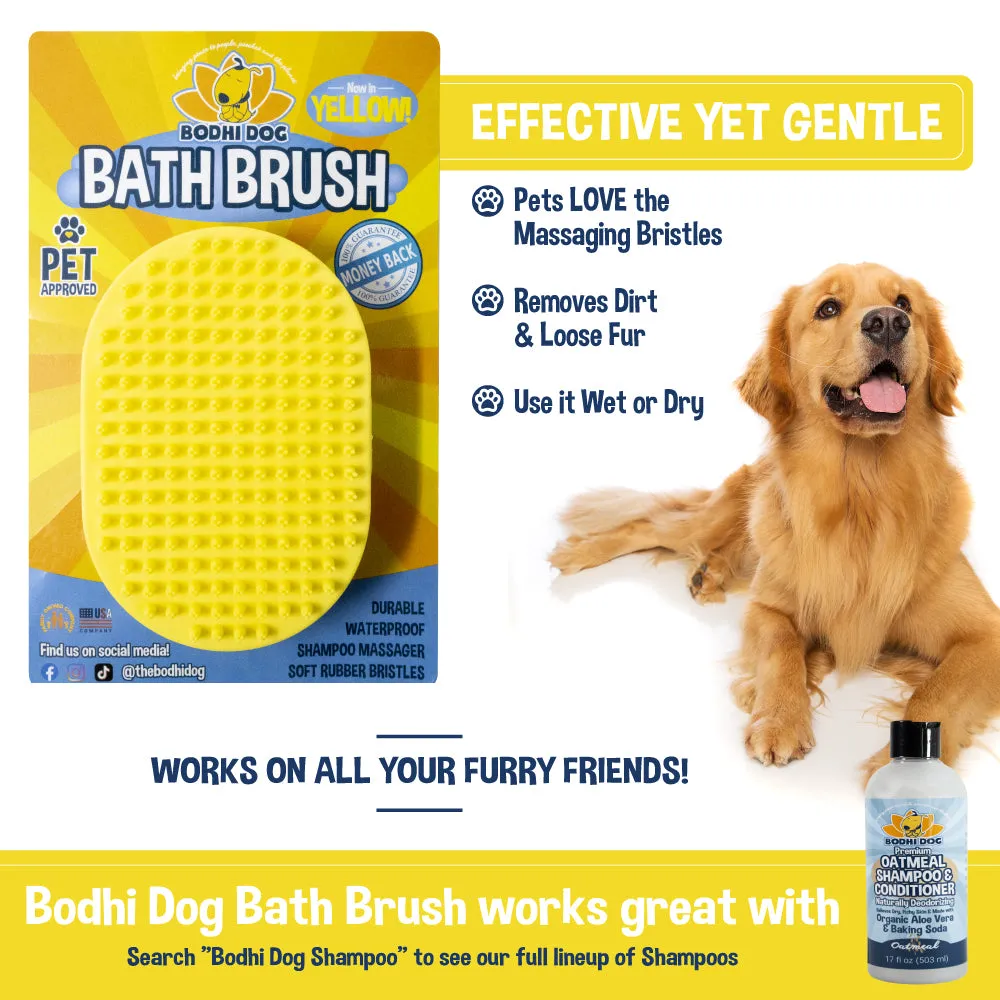 Bodhi Dog New Grooming Pet Shampoo Brush | Soothing Massage Rubber Bristles Curry Comb for Dogs & Cats Washing | Professional Quality Dog Wash Brush | Various Colors