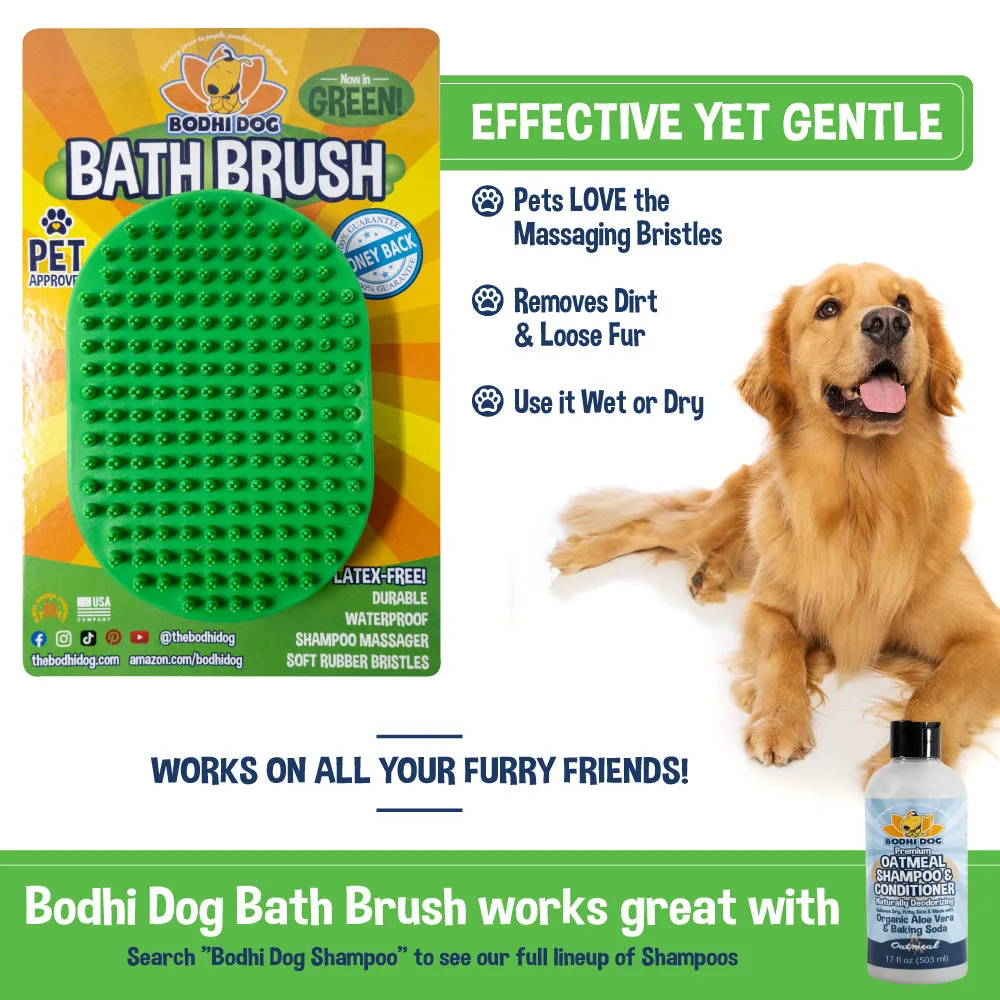 Bodhi Dog New Grooming Pet Shampoo Brush | Soothing Massage Rubber Bristles Curry Comb for Dogs & Cats Washing | Professional Quality Dog Wash Brush | Various Colors