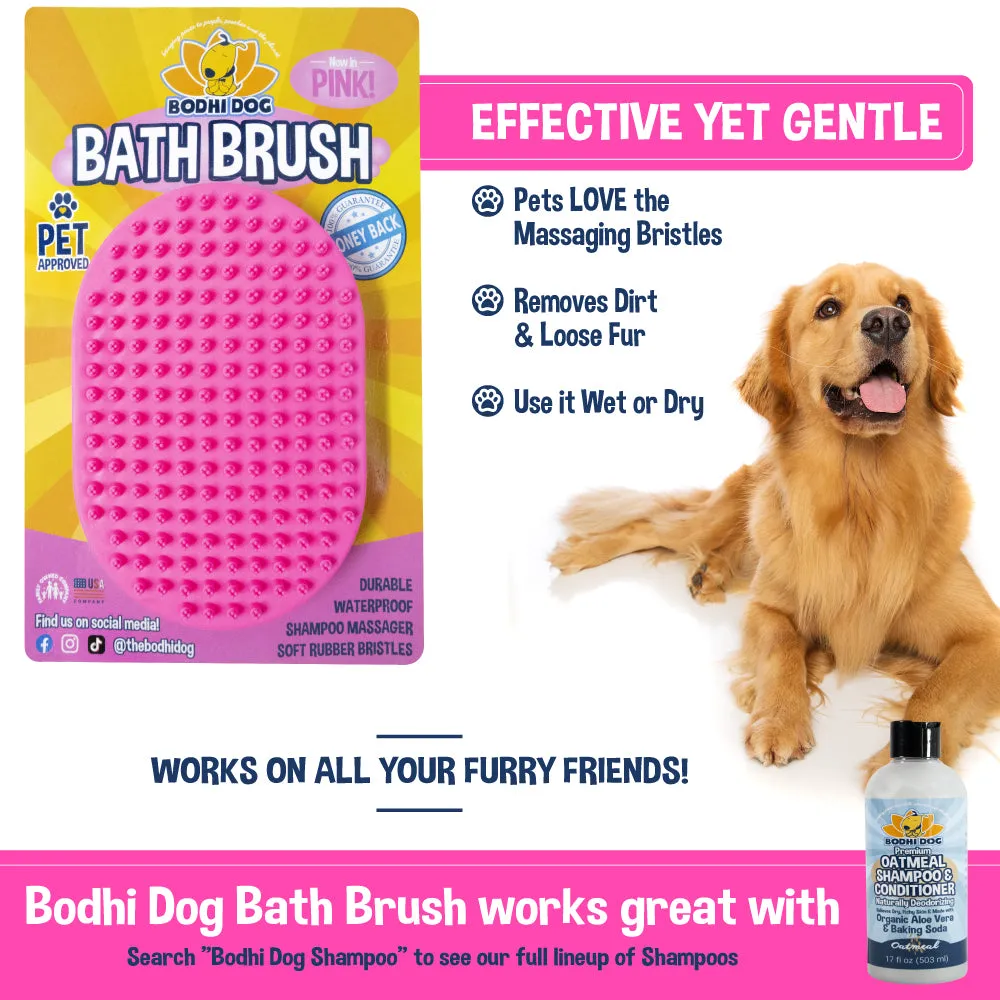 Bodhi Dog New Grooming Pet Shampoo Brush | Soothing Massage Rubber Bristles Curry Comb for Dogs & Cats Washing | Professional Quality Dog Wash Brush | Various Colors