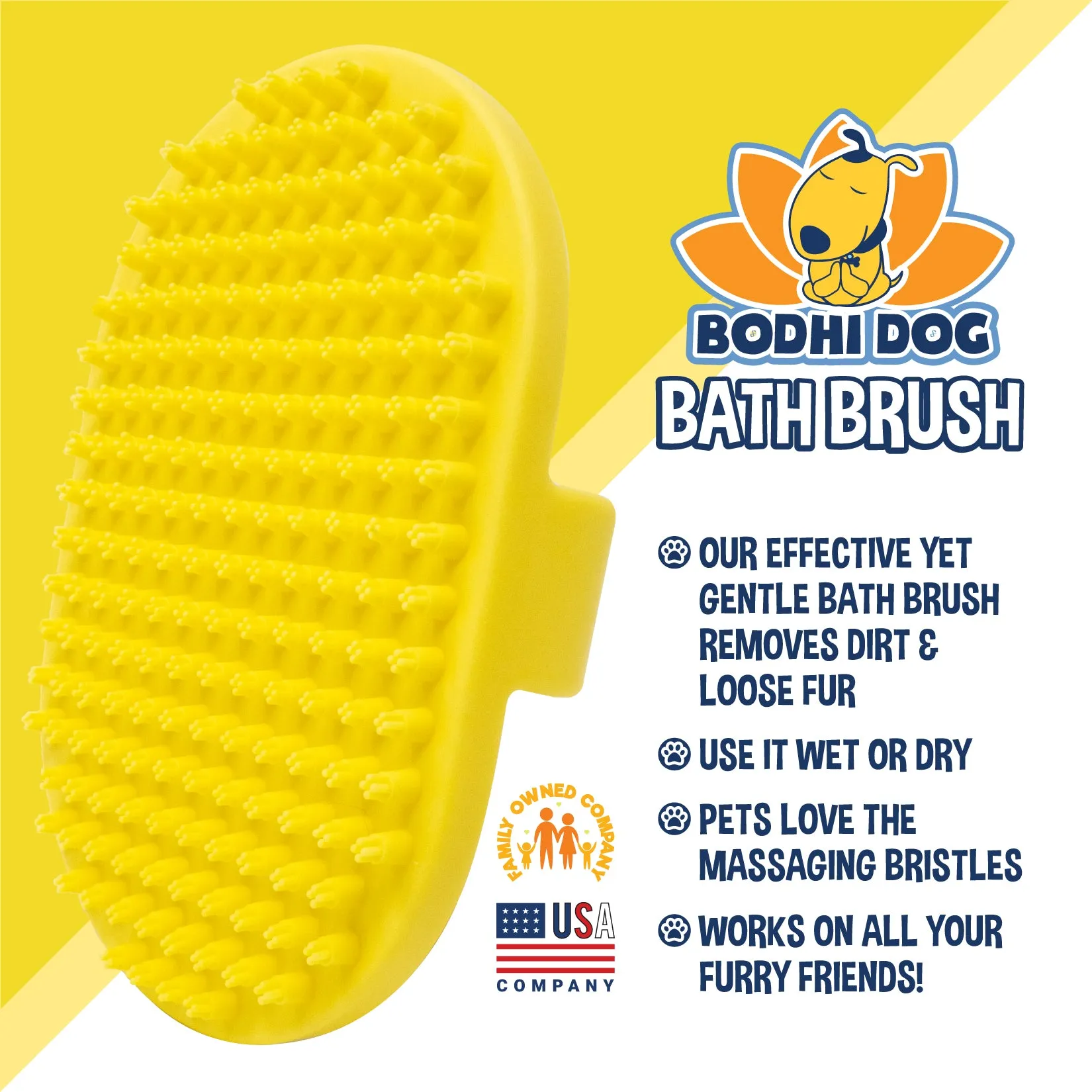 Bodhi Dog New Grooming Pet Shampoo Brush | Soothing Massage Rubber Bristles Curry Comb for Dogs & Cats Washing | Professional Quality Dog Wash Brush | Various Colors