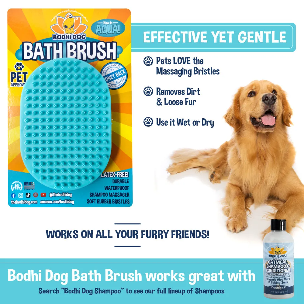 Bodhi Dog New Grooming Pet Shampoo Brush | Soothing Massage Rubber Bristles Curry Comb for Dogs & Cats Washing | Professional Quality Dog Wash Brush | Various Colors