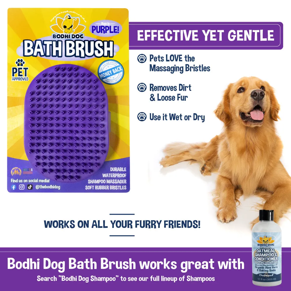 Bodhi Dog New Grooming Pet Shampoo Brush | Soothing Massage Rubber Bristles Curry Comb for Dogs & Cats Washing | Professional Quality Dog Wash Brush | Various Colors