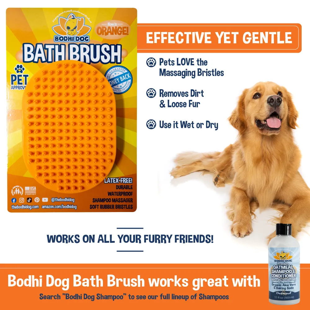 Bodhi Dog New Grooming Pet Shampoo Brush | Soothing Massage Rubber Bristles Curry Comb for Dogs & Cats Washing | Professional Quality Dog Wash Brush | Various Colors