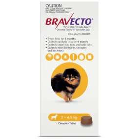 BRAVECTO Flea & Tick Chew Treatment 2-4.5kg for Dogs