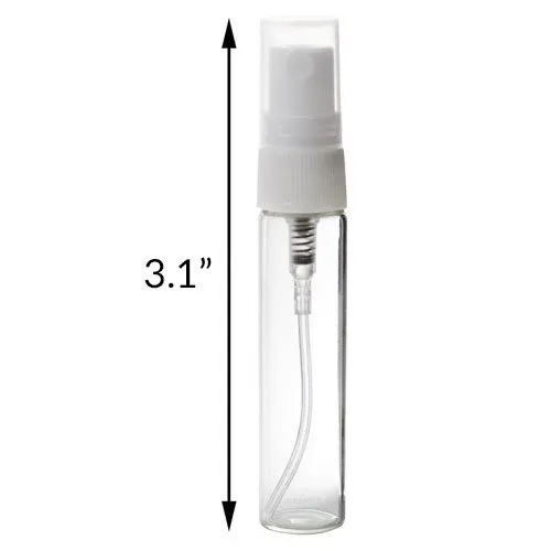 Clear Glass Perfume Bottle with White Fine Mist Spray - .14 oz / 4 ml