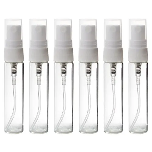 Clear Glass Perfume Bottle with White Fine Mist Spray - .14 oz / 4 ml