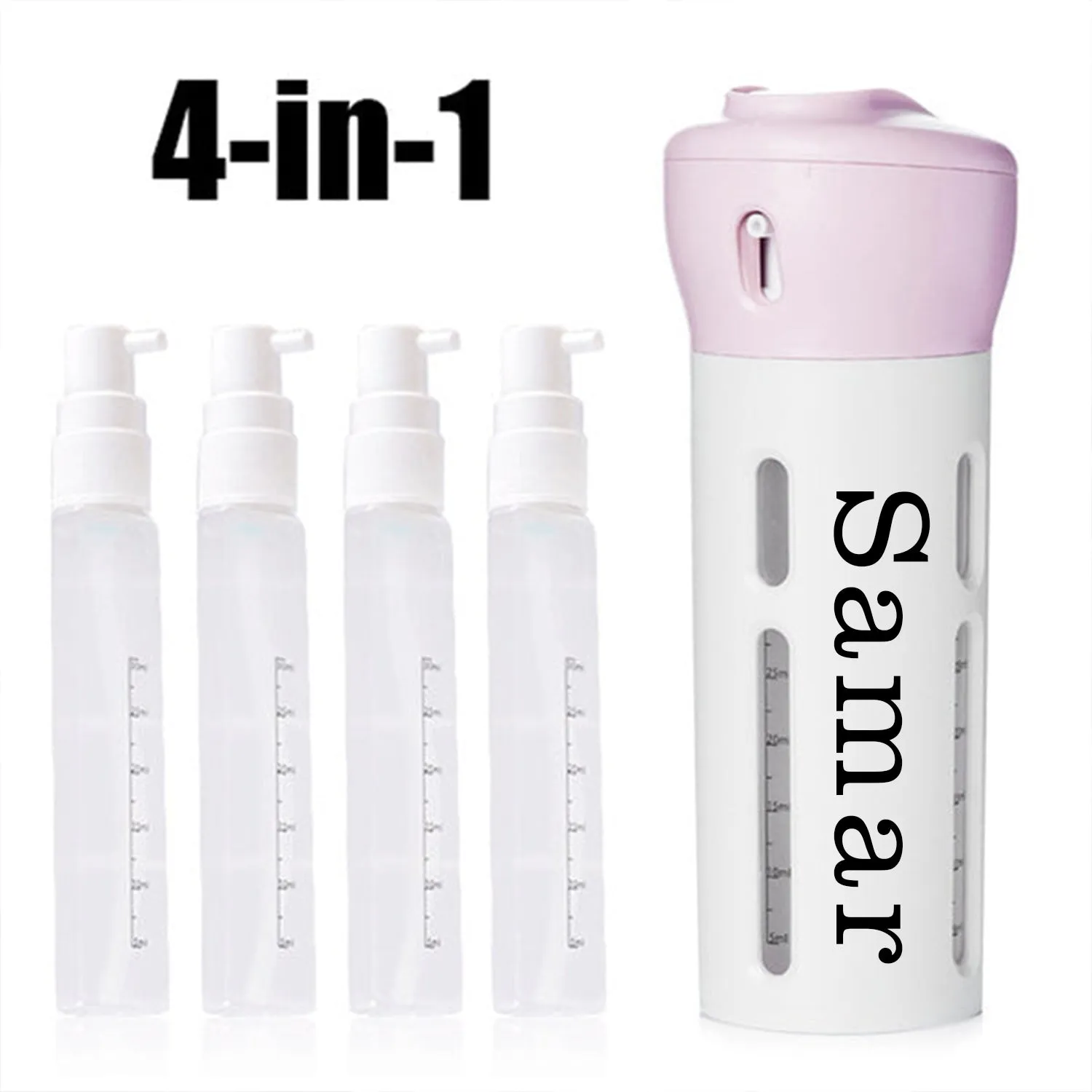 Customize 4 in 1 Travel Dispenser Bottle Set Travel Refillable Cosmetic Containers Set