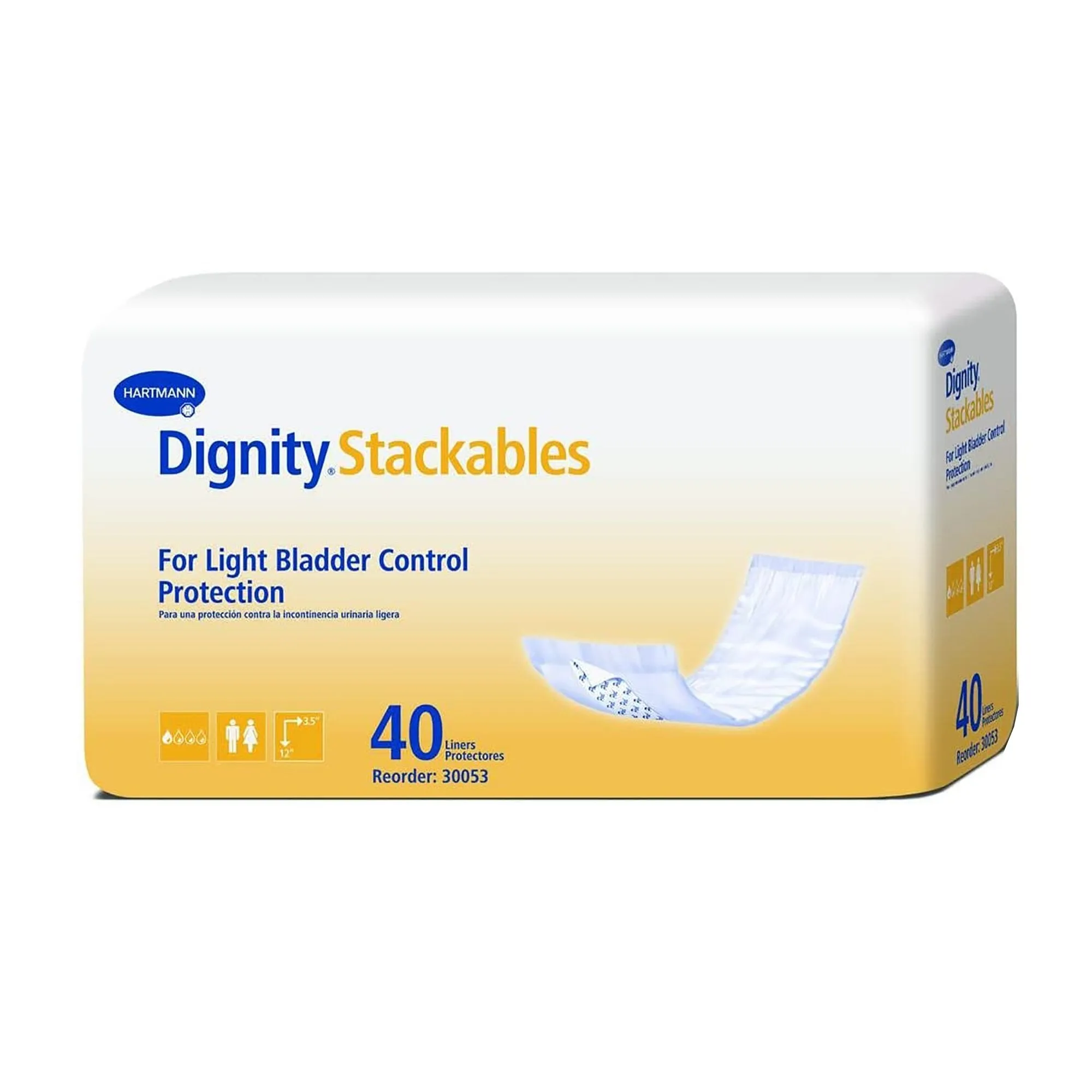 Dignity Stackables Bladder Control Pad, Disposable, Light Absorbency, Polymer Core, Adult, Unisex