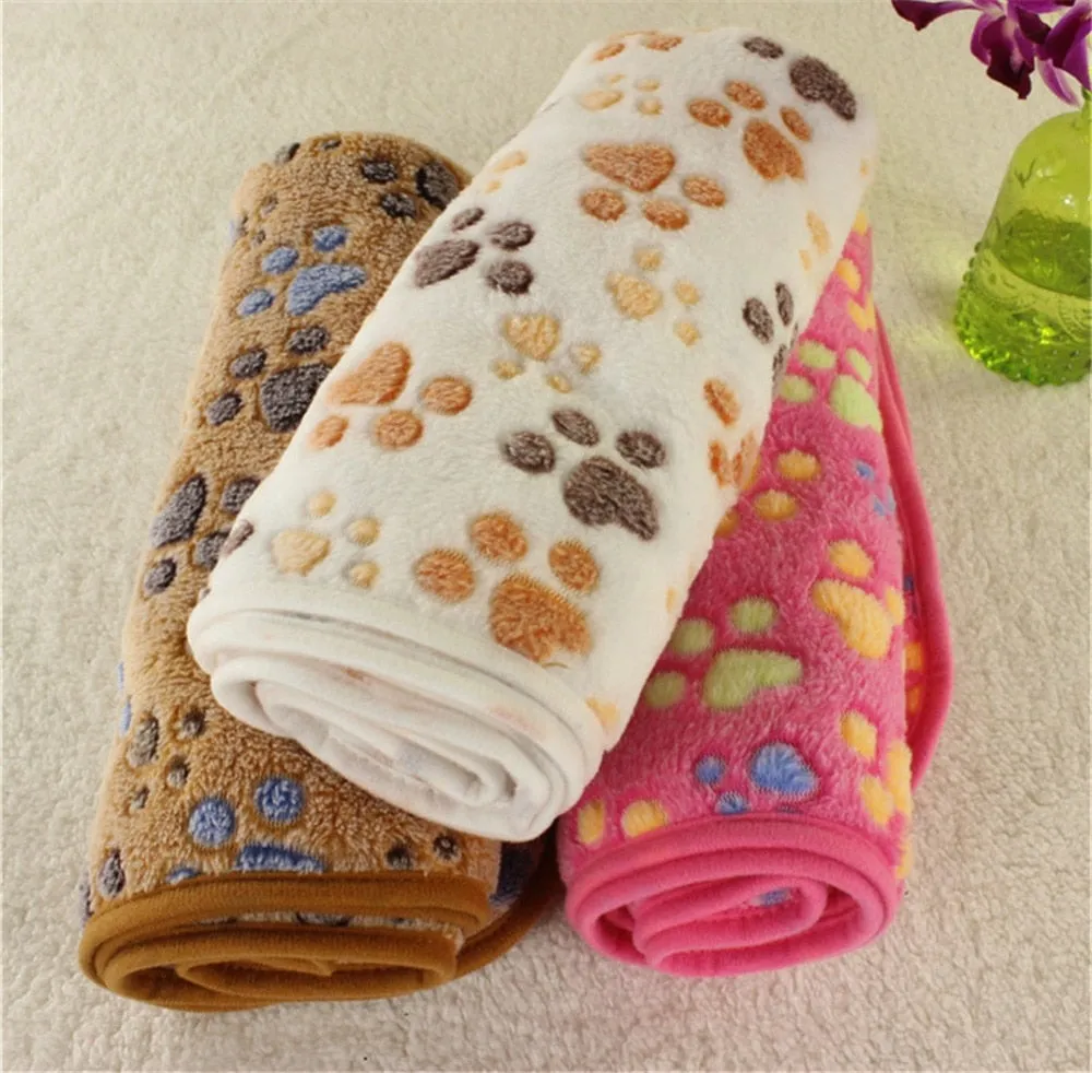 Dog Bed Mats Coral Fleece Paw Foot Print