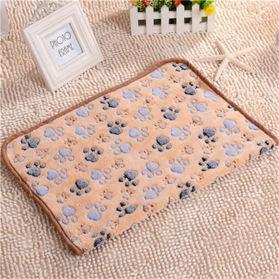 Dog Bed Mats Coral Fleece Paw Foot Print