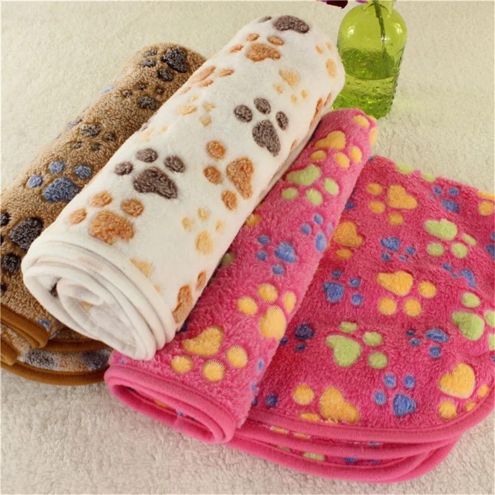 Dog Bed Mats Coral Fleece Paw Foot Print