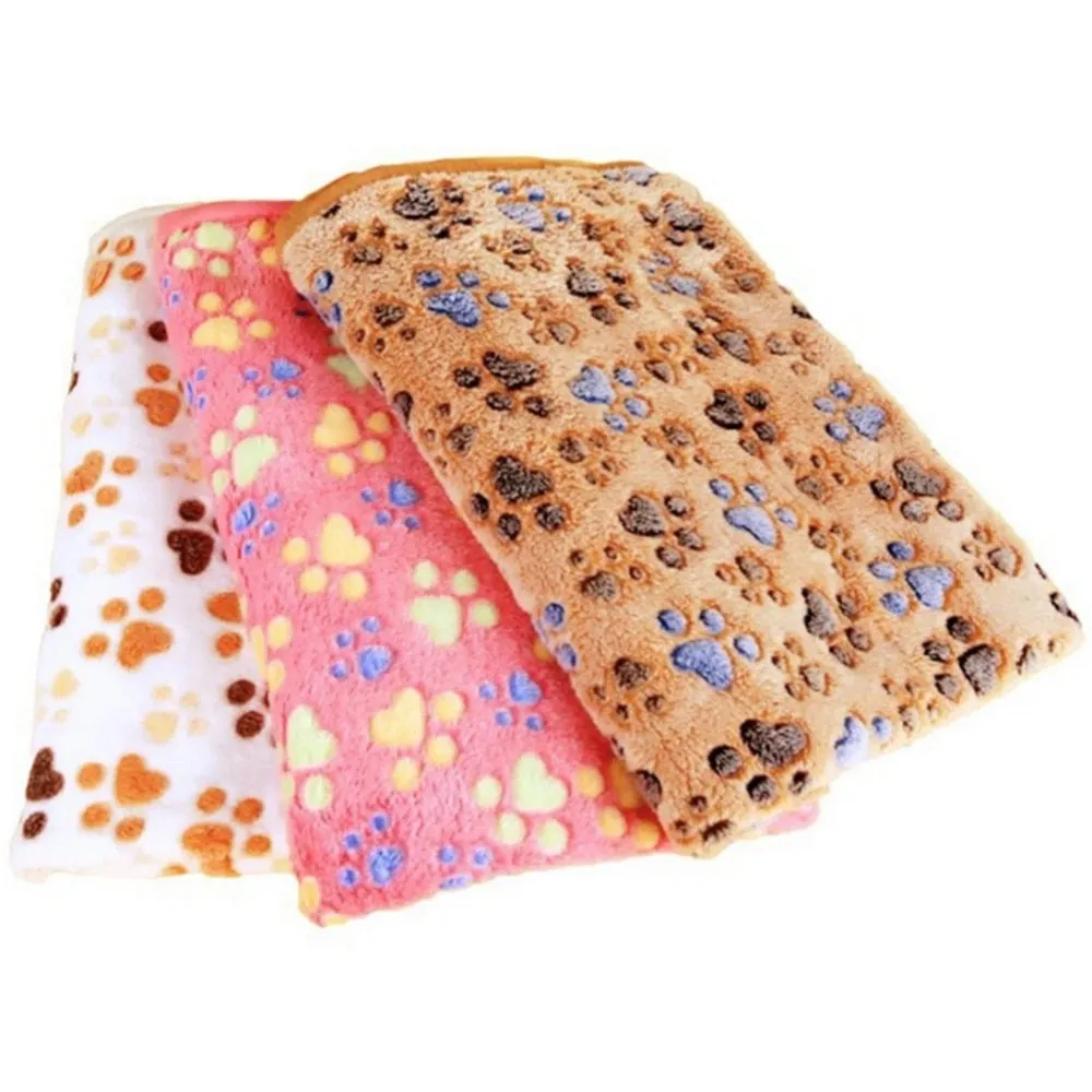 Dog Bed Mats Coral Fleece Paw Foot Print