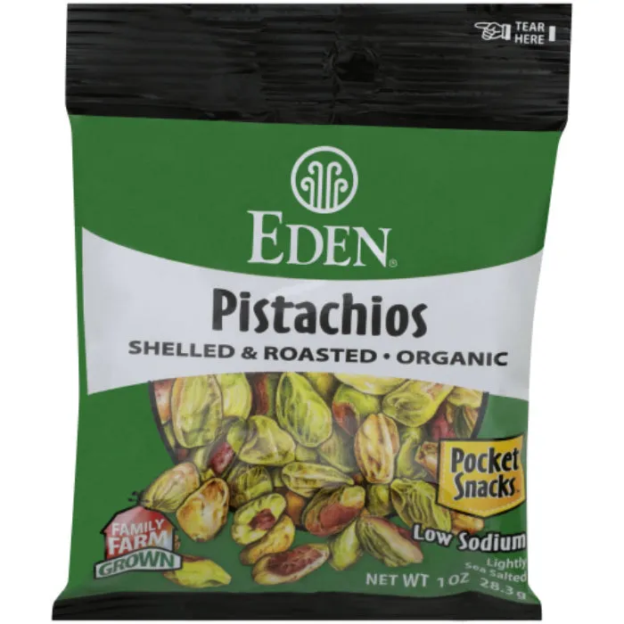 Eden Foods - Pocket Snack Pistachios Rs 1 Oz - Pack of 12