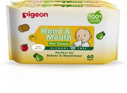 Hand And Mouth Wipes 60 Sheets - Pack Of 2