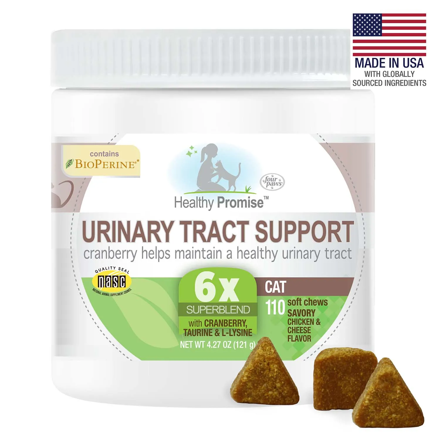 Healthy Promise Cat Urinary Tract Soft Chews, Chicken & Cheese, 110 ct