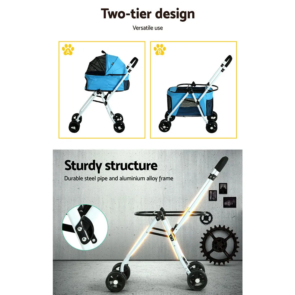 i.Pet - Pet Stroller Dog Pram Large Cat Carrier Travel Foldable 4 Wheels Double