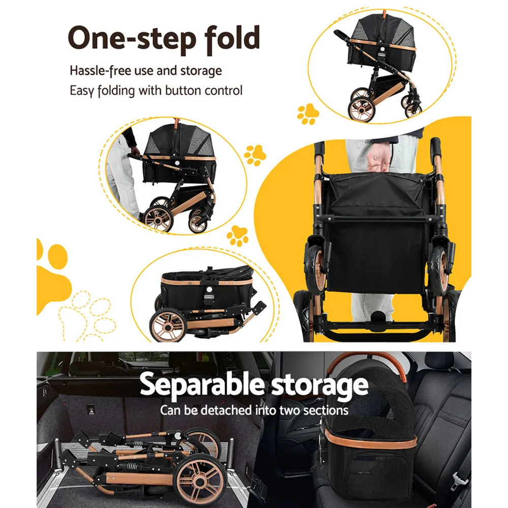 i.Pet - Pet Stroller Dog Pram Large Cat Carrier Travel Foldable Pushchair 4 Wheels