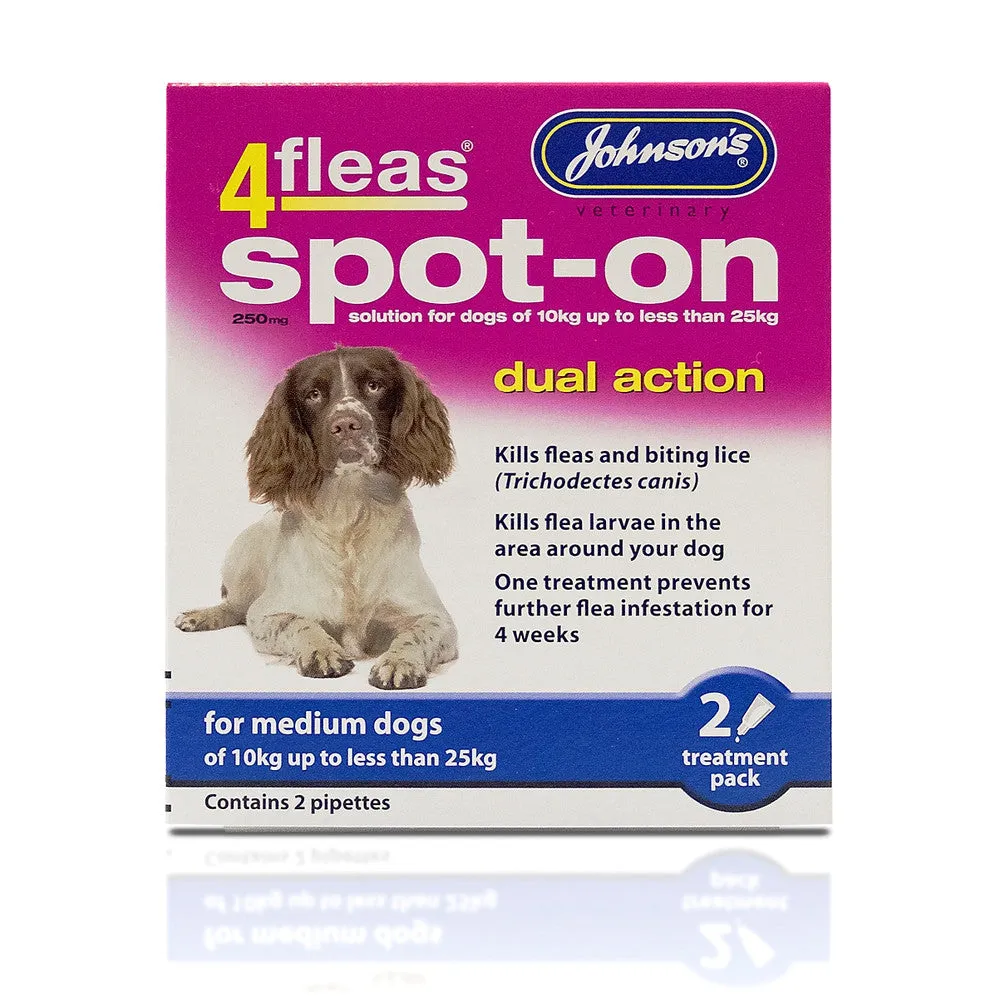 Johnsons 4fleas Dual Action Spot-On Treatment for Medium Dogs 250mg 2 pipette