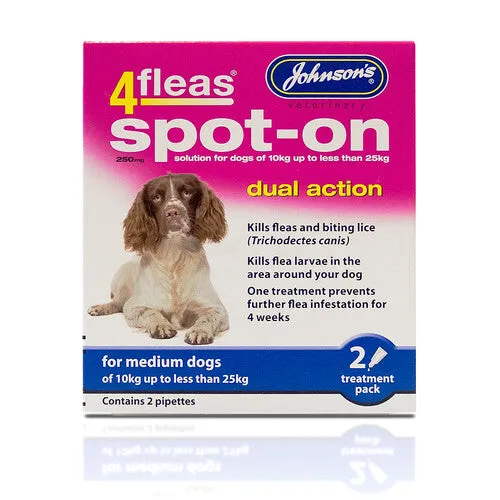 Johnsons 4fleas Dual Action Spot-On Treatment for Medium Dogs 250mg 2 pipette