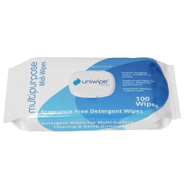 Multipurpose Detergent Midi-Wipes - Pack Of 100 Wipes