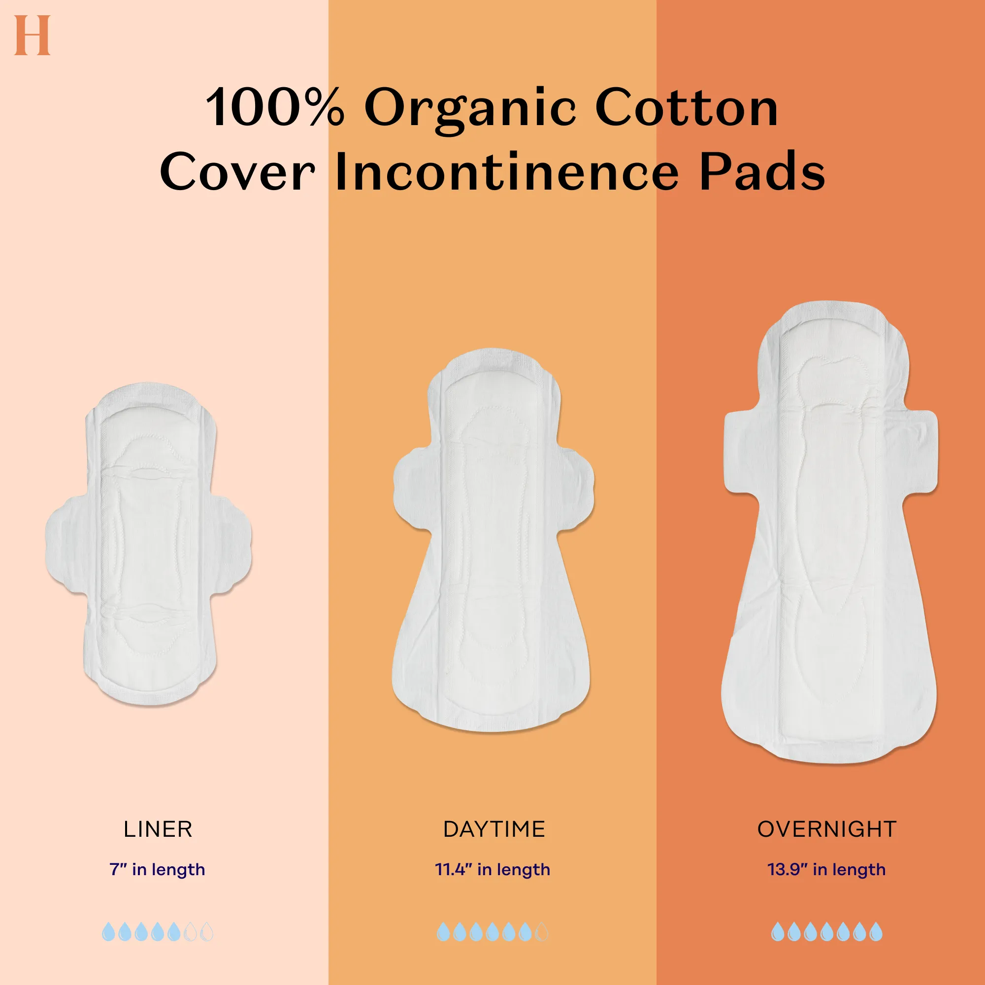 Organic Cotton Cover Non-Herbal Incontinence Pantiliners with Wings