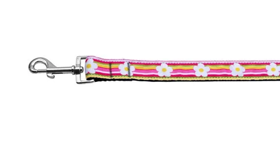 Pet Dog & Cat Nylon Collar or Leash, "Striped Daisy"