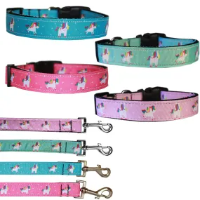 Pet Dog & Cat Nylon Collar or Leash, "Unicorn"