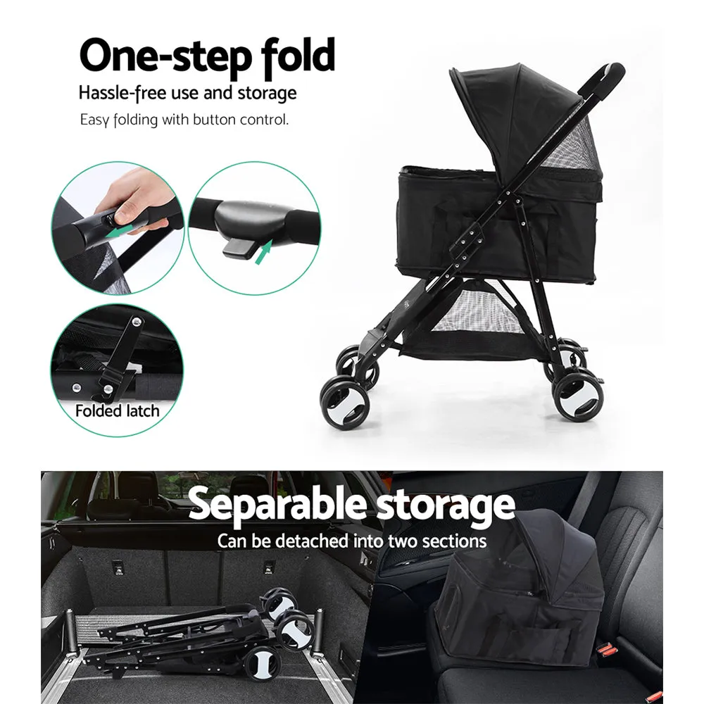 Pet Pet Stroller Dog Carrier Foldable Pram 3 IN 1 Middle Size Black