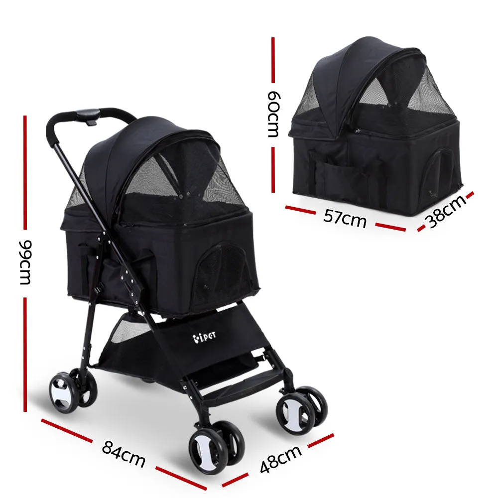 Pet Pet Stroller Dog Carrier Foldable Pram 3 IN 1 Middle Size Black