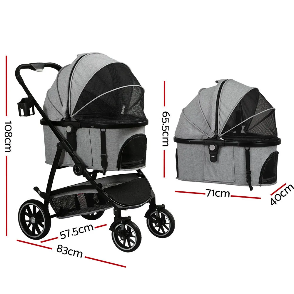 Pet Stroller Pram Large Dog Cat Carrier Travel Pushchair Foldable 4 Wheels