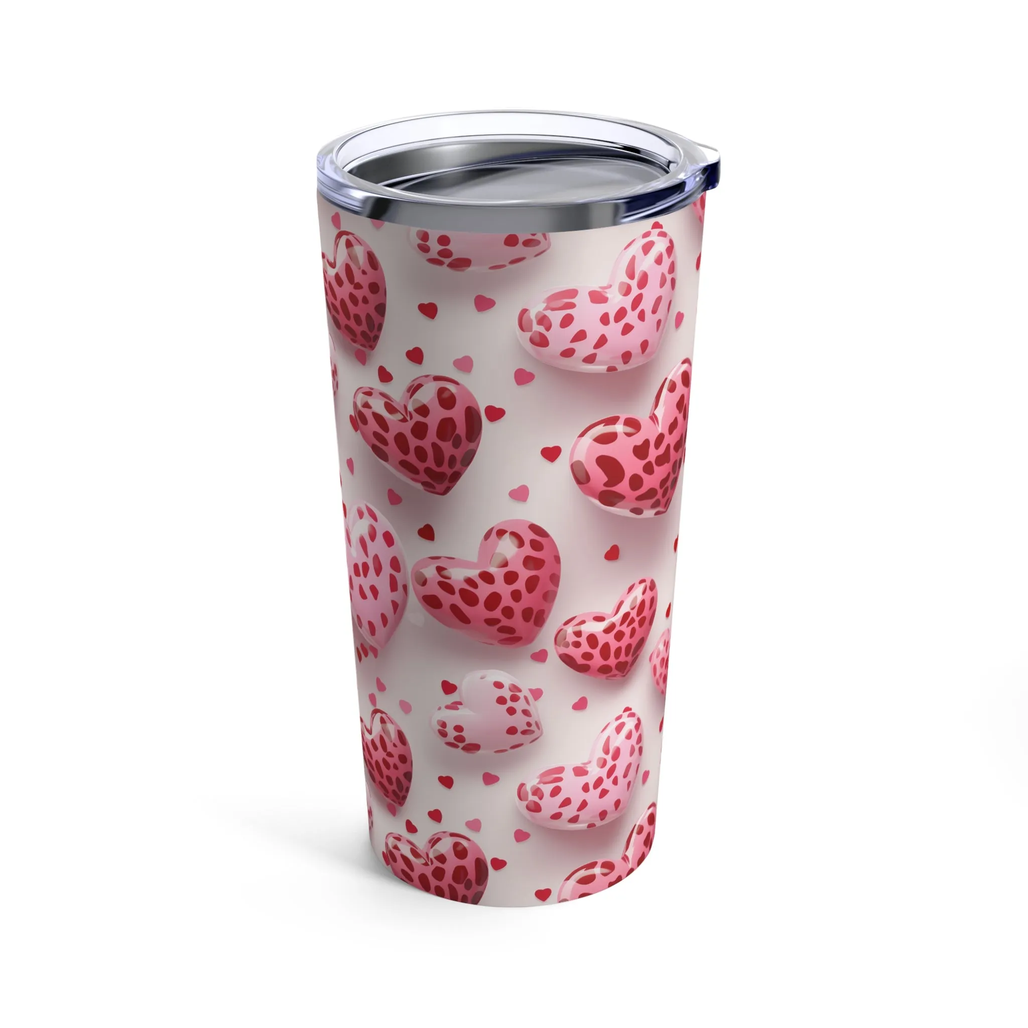 Pink Leopard Hearts Digital Pattern Design 20 oz Stainless Steel Tumbler, Coffee Tumbler, Teacher Tumbler Gift, Mom Gift, Best Friend Gift