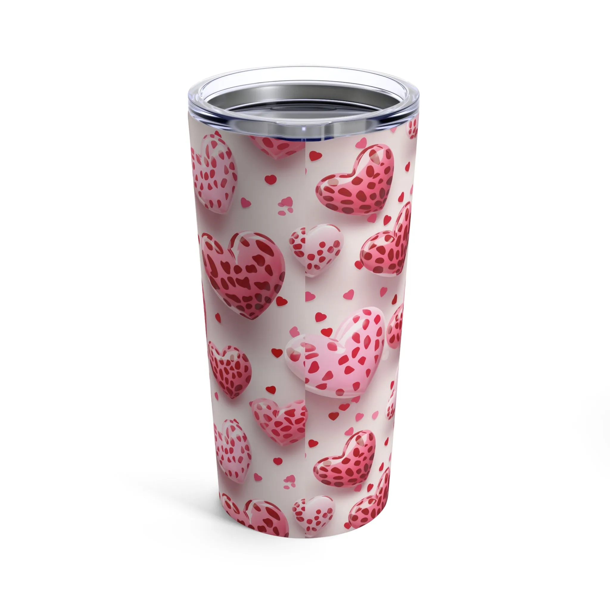 Pink Leopard Hearts Digital Pattern Design 20 oz Stainless Steel Tumbler, Coffee Tumbler, Teacher Tumbler Gift, Mom Gift, Best Friend Gift