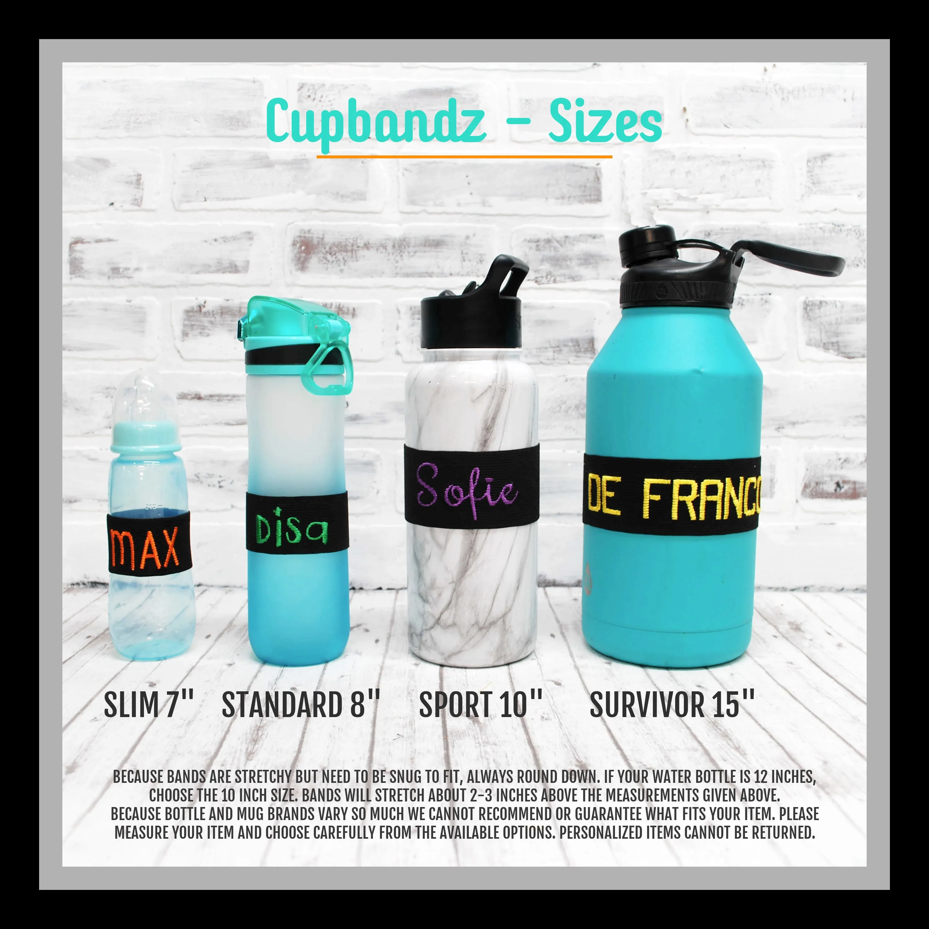 Set of Two Personalized CupBandz Waterbottle Labels