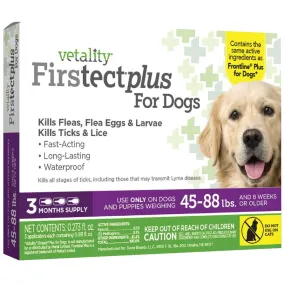 TevraPet Vetality Firstect Plus Flea & Tick Treatment for Dogs, 45-88 lbs