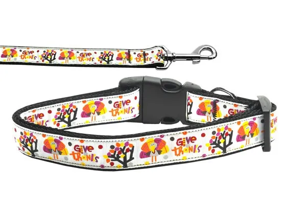 Thanksgiving Pet Dog & Cat Nylon Collar or Leash, "Give Thanks"