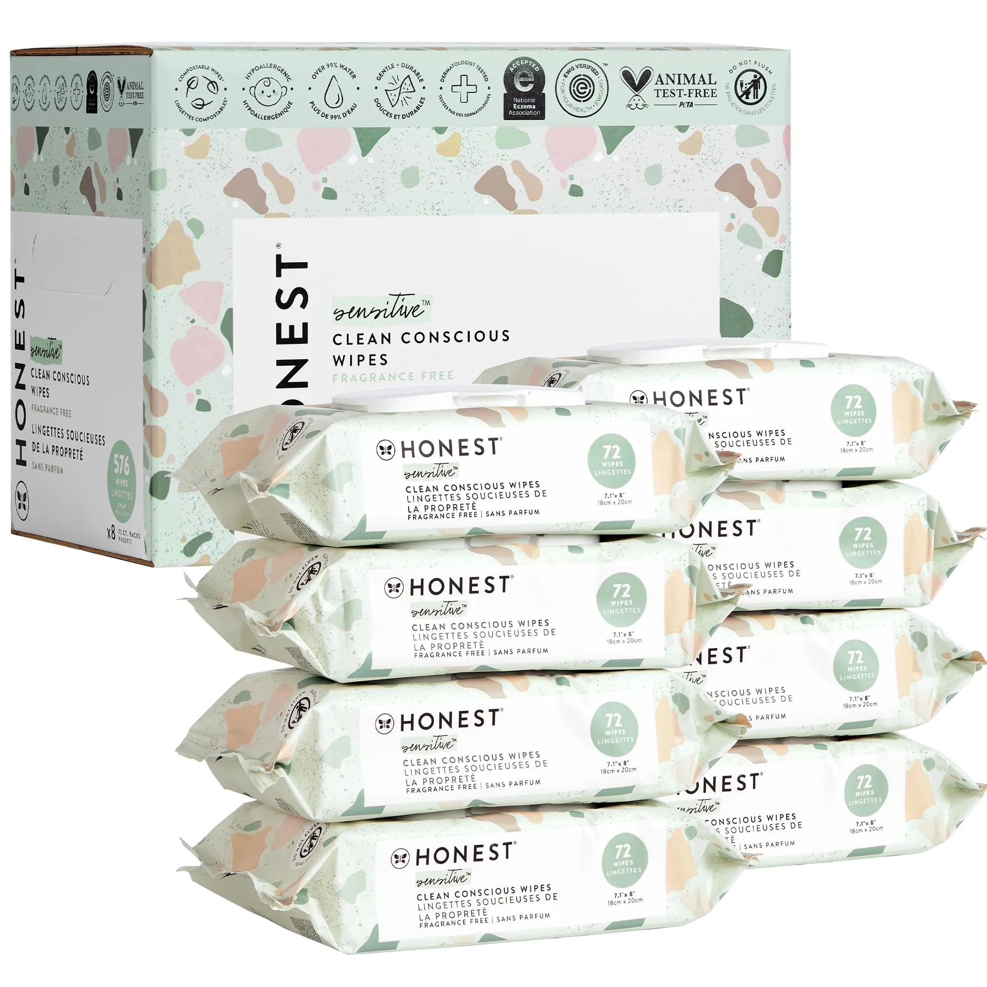 The Honest Company: Clean Conscious Wipes, Fragrance Free, Plant-Based, for Sensitive Skin