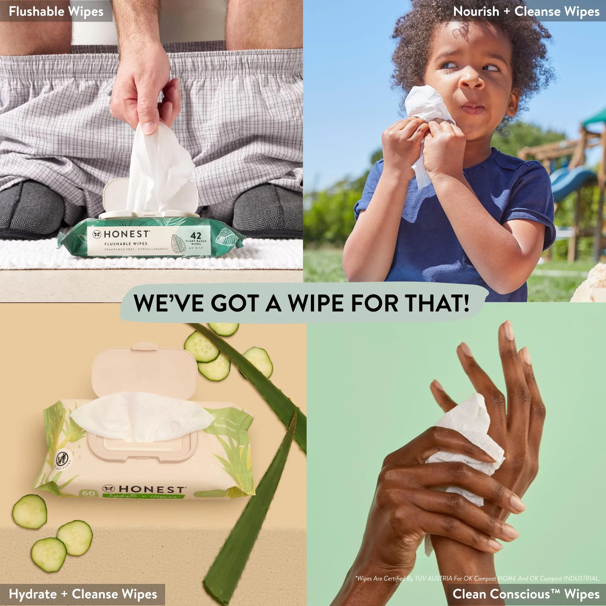 The Honest Company: Clean Conscious Wipes, Fragrance Free, Plant-Based, for Sensitive Skin