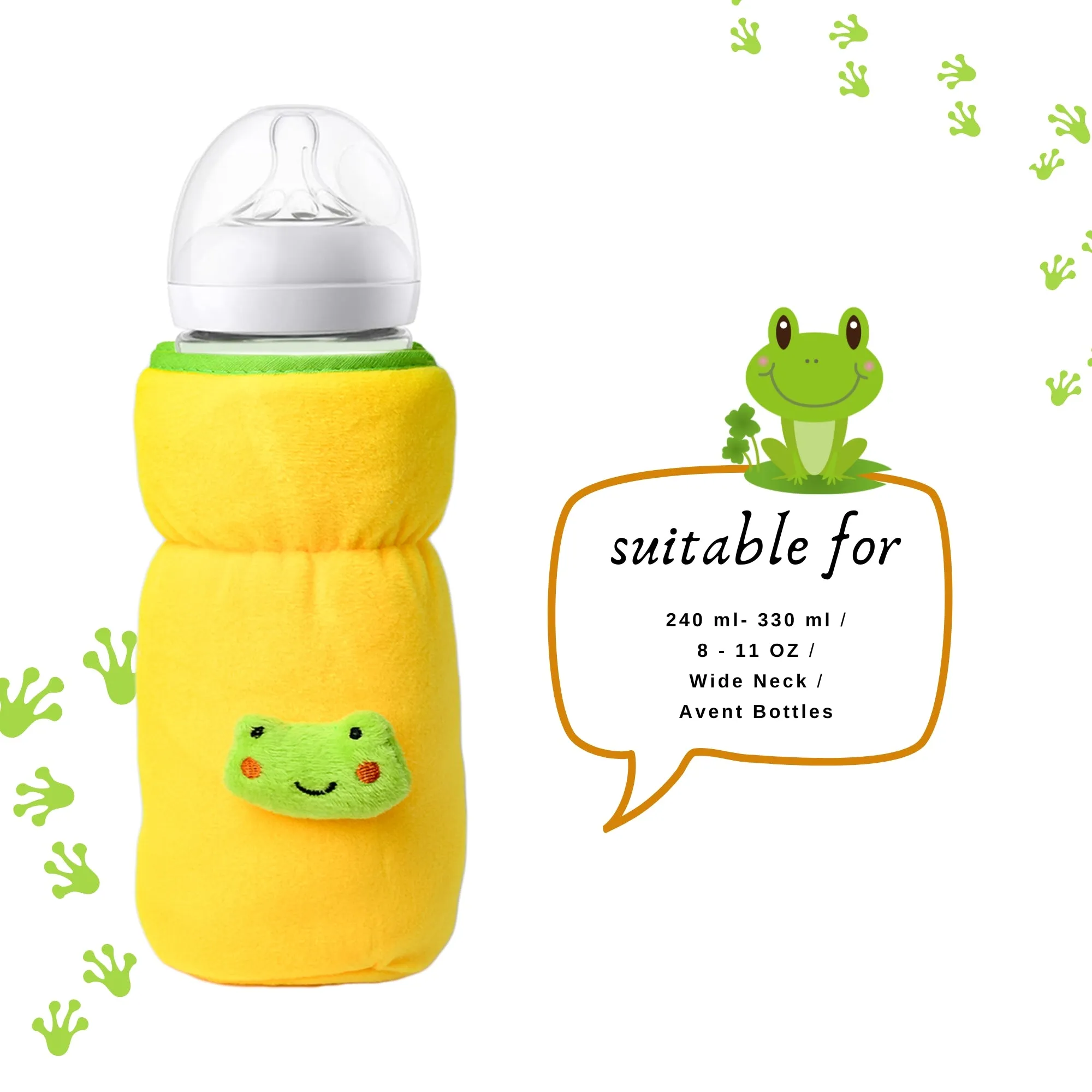 THE LITTLE LOOKERS Bottle Cover for Philips Avent/Wide Neck Feeders Soft Plush Stretchable Baby Feeding Bottle Cover with Easy to Hold Strap Wide Neck 240-330ml/8-11OZ