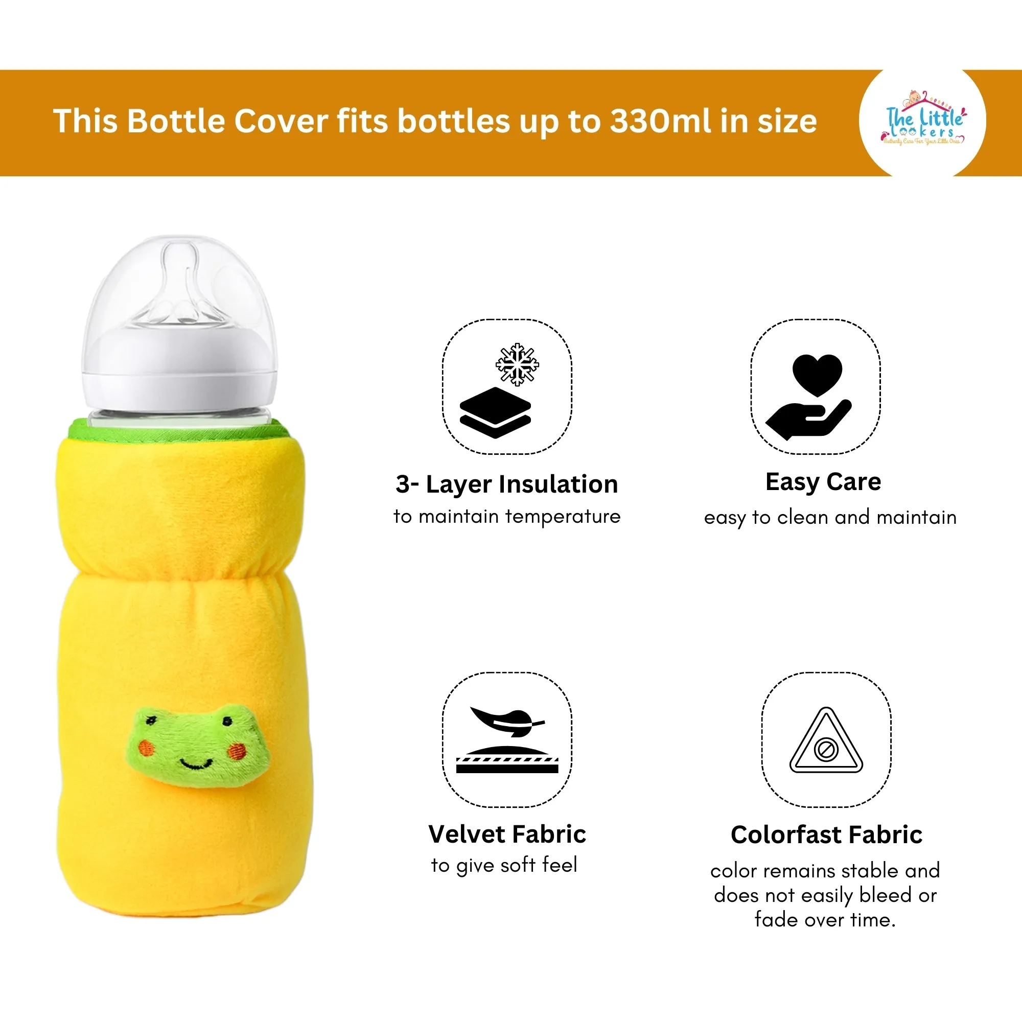 THE LITTLE LOOKERS Bottle Cover for Philips Avent/Wide Neck Feeders Soft Plush Stretchable Baby Feeding Bottle Cover with Easy to Hold Strap Wide Neck 240-330ml/8-11OZ